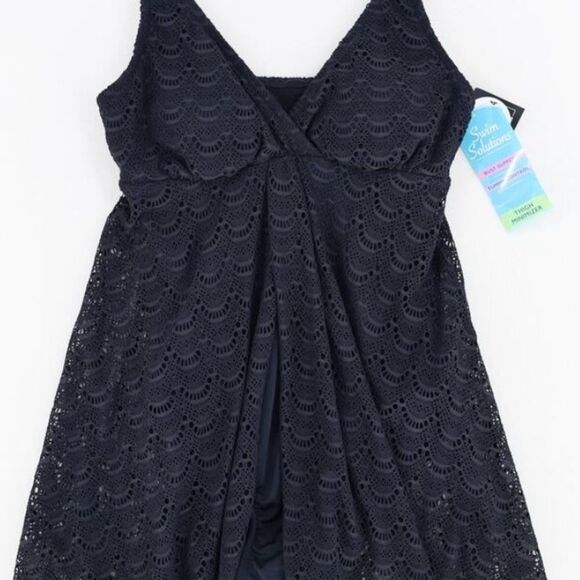 SWIM SOLUTIONS Women's Tummy-Control Flyaway Swimdress, swimwear onesuit - Picture 8 of 13